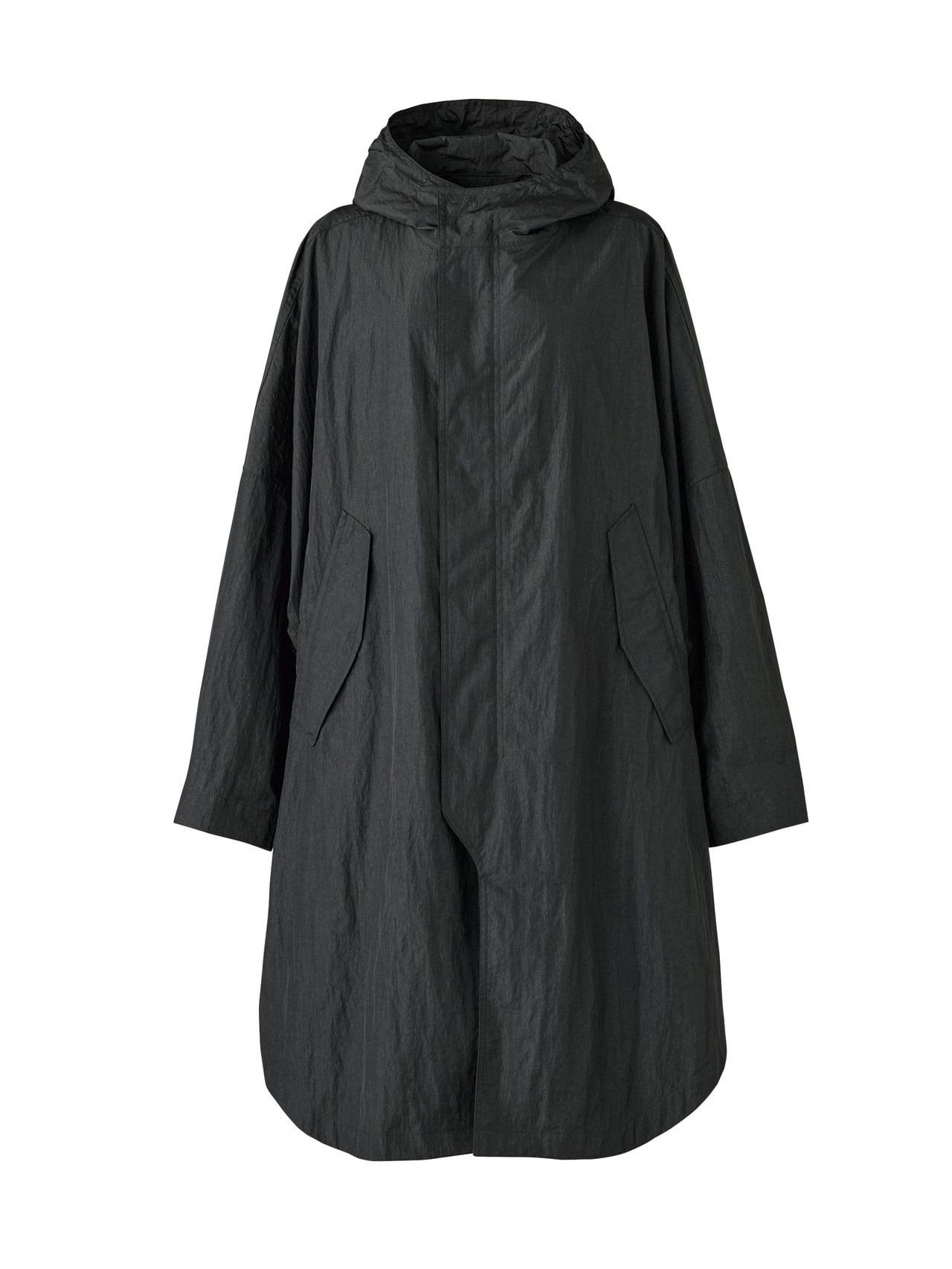 フーデッドロングコート 9,990円（08 DARK GRAY）。