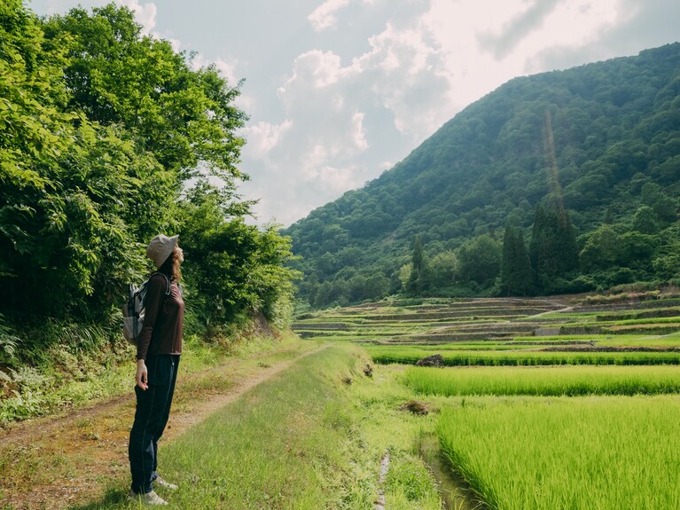 水利が確保できない山間部で、山から水路を引く工夫をしながら開墾されたこの棚田は、全国的にも貴重な存在。全国農村景観百選にも選ばれています。
