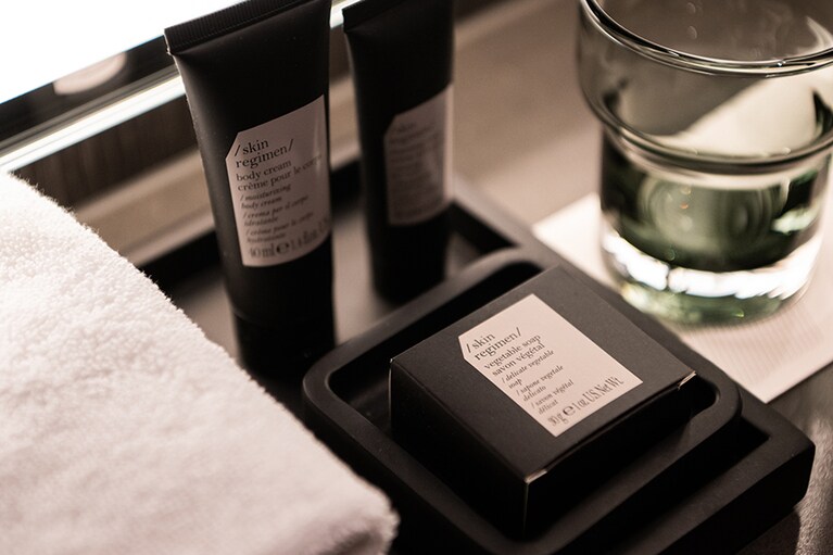 アメニティには、ベジタブルソープなどが。