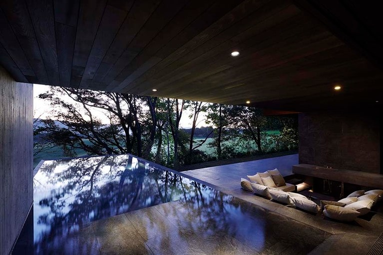 テラスのプールで泳いでいると、自然の中に浮遊しているような感覚に。©KOZO TAKAYAMA