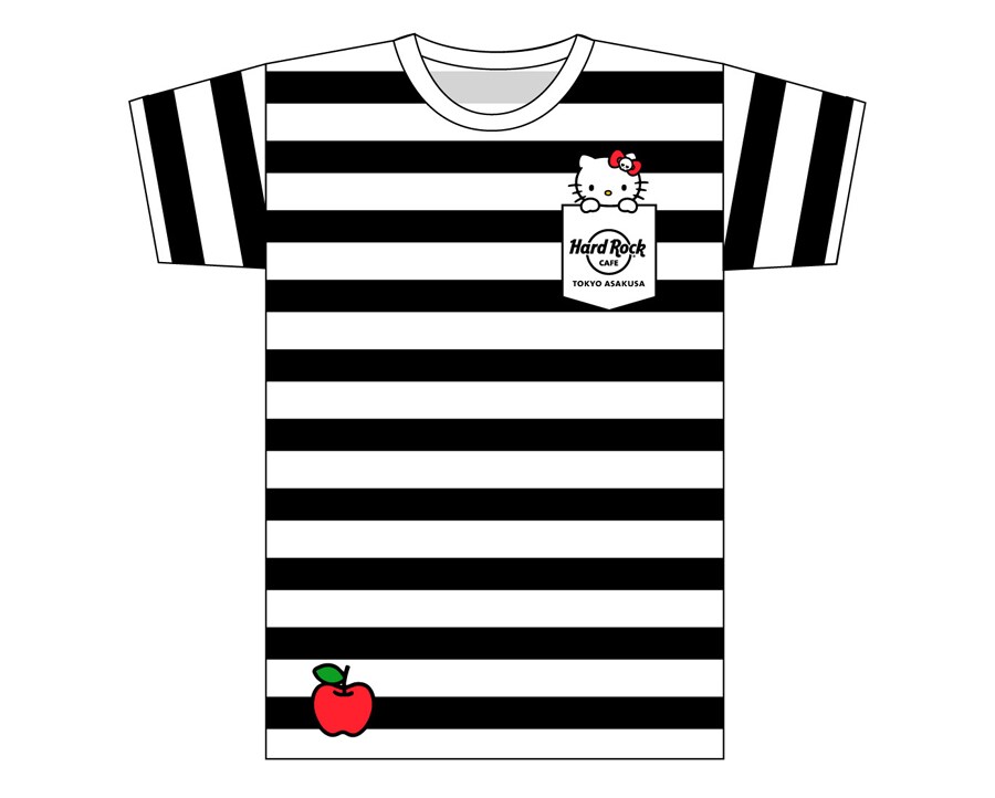 コラボTシャツも販売中。Mens Hello Kitty Striped Tee(XS～XLサイズ) 3,800円。