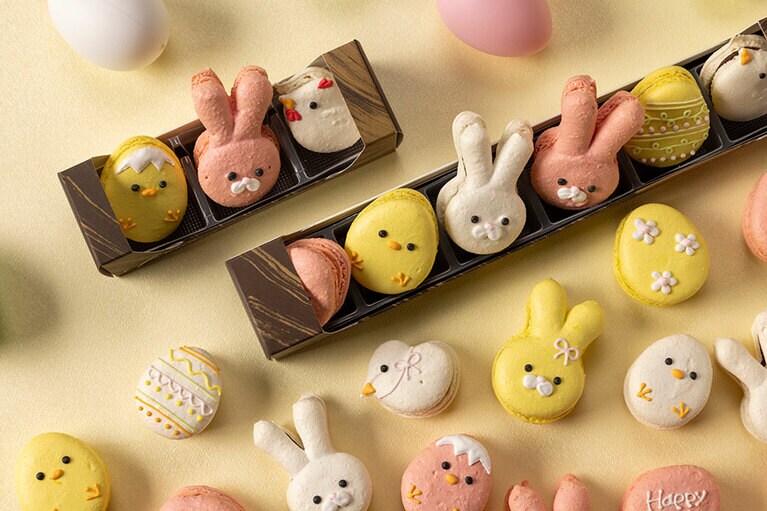 「イースターマカロン アソート」3個入り2,200円、6個入り4,400円。