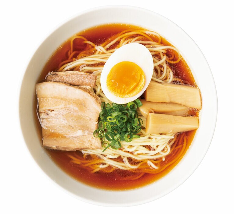 化学調味料を使用していない さっぱり味のスープ しょうゆ生ラーメンセット〈2食入り〉800円／冨士麵ず工房。