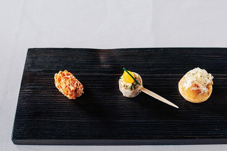 【Winerystay TRAVIGNE】新潟オマージュの遊び心をきかせた先付。Photo: Masahiro Shimazaki