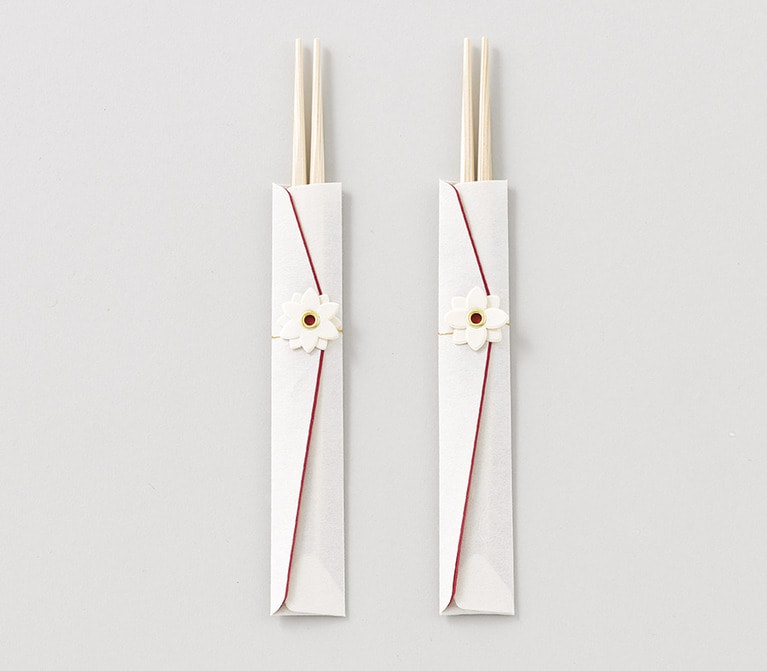 林工芸の「御箸セット〈紅白〉」5膳セット 1,000円。