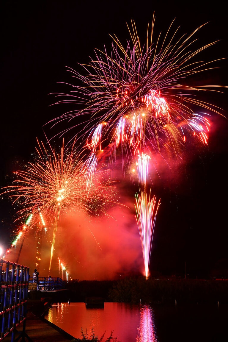 【福岡県朝倉市】甘木川花火大会 流灌頂法要会。