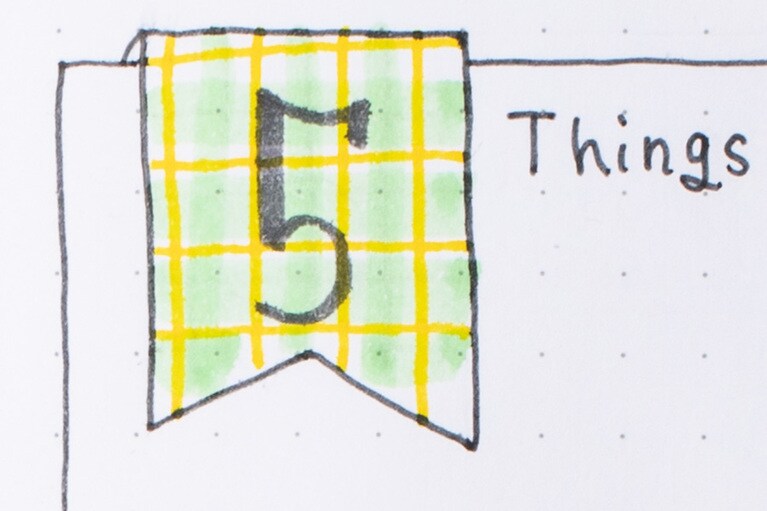 チェック柄を描いて数字を引き立てる。