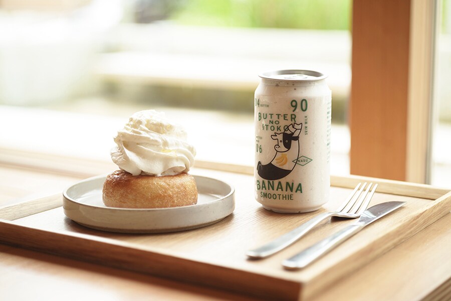 「バターのいとこ」のカフェでは、無脂肪乳を使ったスイーツやスムージーも味わえる。