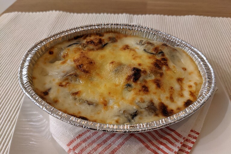 あつあつグラタンの出来上がり。1000Wのトースターで8分くらいでできました。