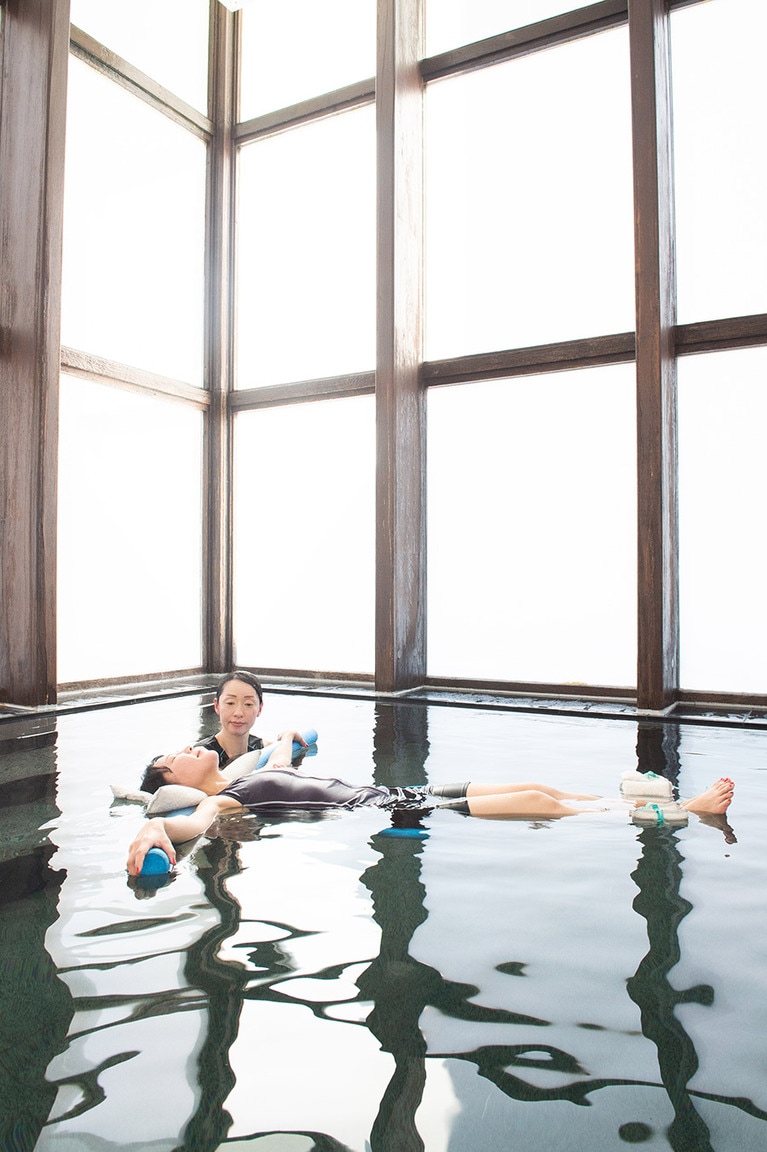 ぬるめの湯温度だからこそできるアクティビティ。