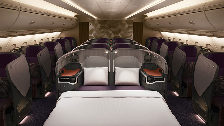A380R ビジネスクラス(2席を利用した場合)。