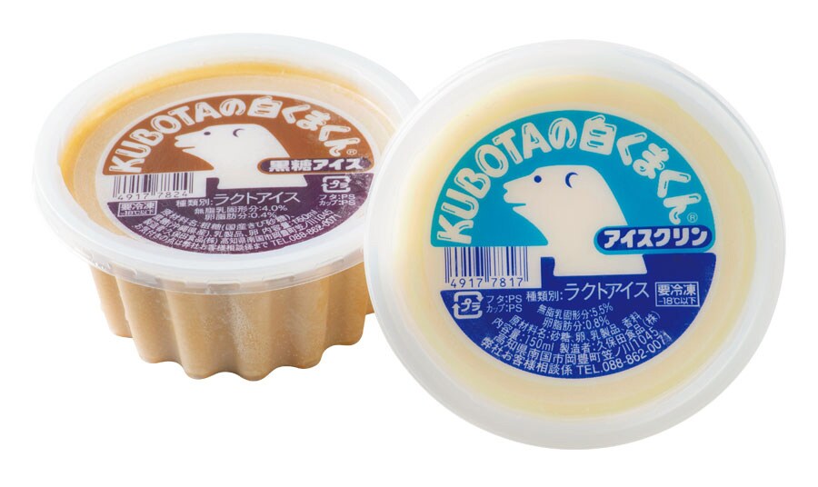 左：KUBOTAの白くまくん黒糖アイス〈18個入〉1,944円(税込)
右：KUBOTAの白くまくんアイスクリン〈18個入〉1,944円(税込)