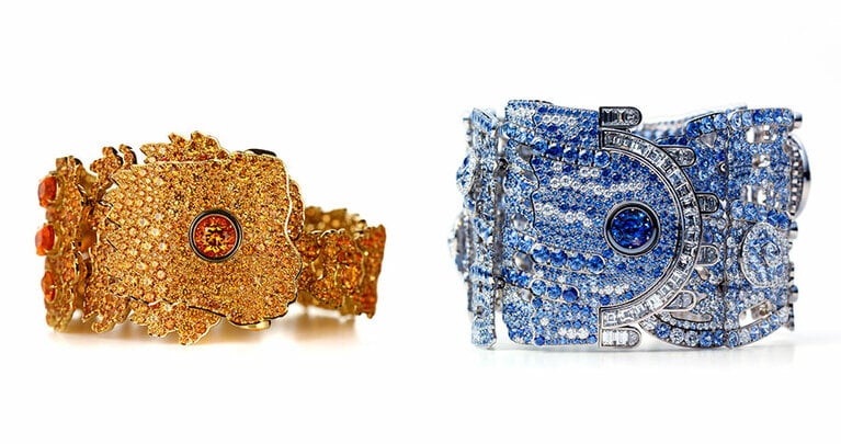 「京ノ祭」シリーズのブレスレット。宝石をたっぷり使ってゴージャスなのに気品が漂う。