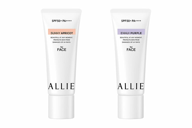 写真左から、クマや色ムラを自然にカバーするサニー アプリコット。色は強すぎないけれど、イキイキした肌に。アリィー　カラーチューニングＵＶ　ＡＰ、色補正効果でくすみや毛穴を目立たなくするアンニュイ パープル。温かみのあるパープルなので、白すぎるような印象にならずに肌色を調整してくれる。アリィー　カラーチューニングＵＶ　ＰＵ 各40g 1,800円(編集部調べ)／カネボウ化粧品(2021年2月16日発売予定)くするアンニュイ パープル。温かみのあるパープルなので、白すぎるような印象にならずに肌色を調整してくれる。アリィー カラーチューニングUV PU 各40g 1,800円(編集部調べ)／カネボウ化粧品(2021年2月16日発売予定)