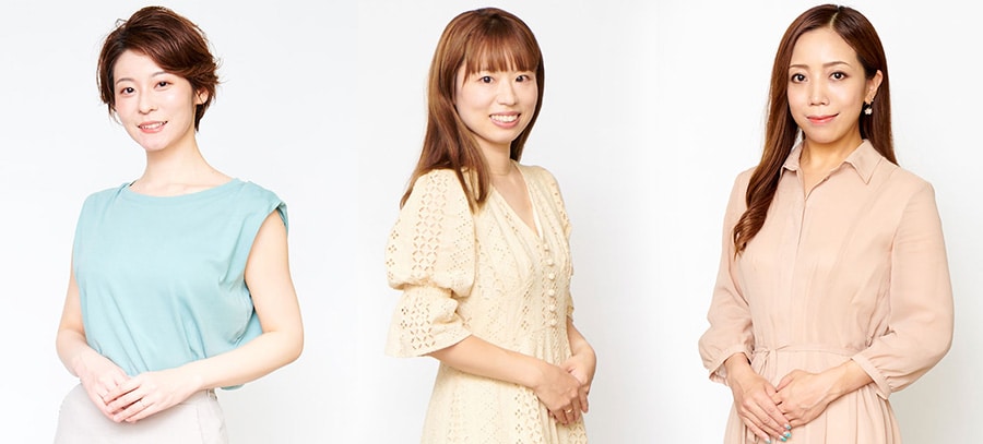 左から：廣松叶子さん、茂木雅世さん、佐藤由樹さん。