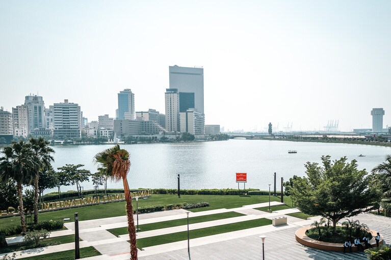 サウジアラビア市街の眺めも楽しめるアルバイン湖。