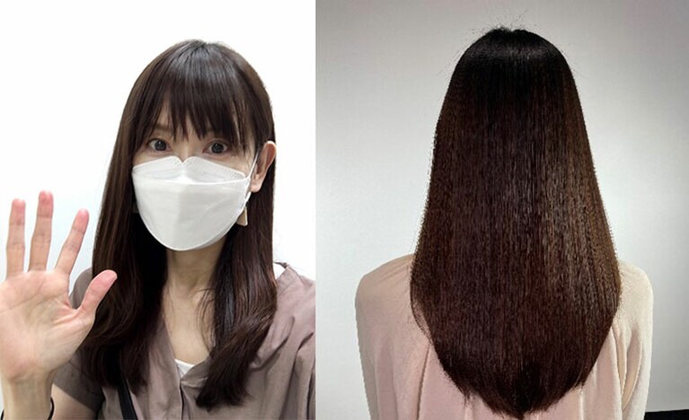 カラーチェンジ前。髪がキレイに見える一方、暗い印象。