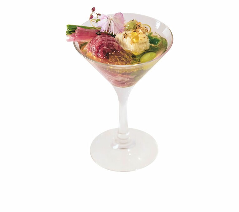 生ゆば飛騨牛そうめん(おまかせコースの一例)。