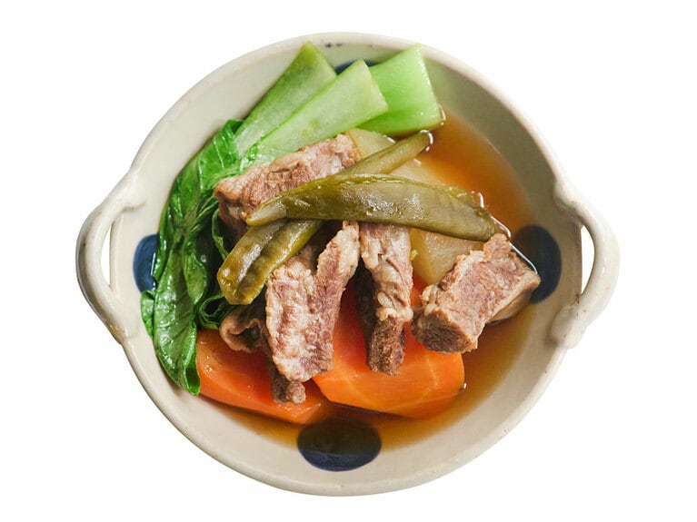 「剥皮辣椒燉牛肉」。