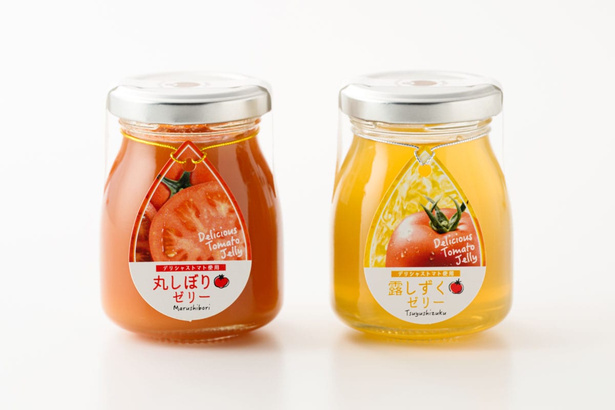 デリシャストマトゼリー紅白2本セット 1,080円（100g×2本）／デリシャスファーム