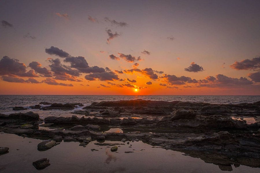 越前海岸の夕日。