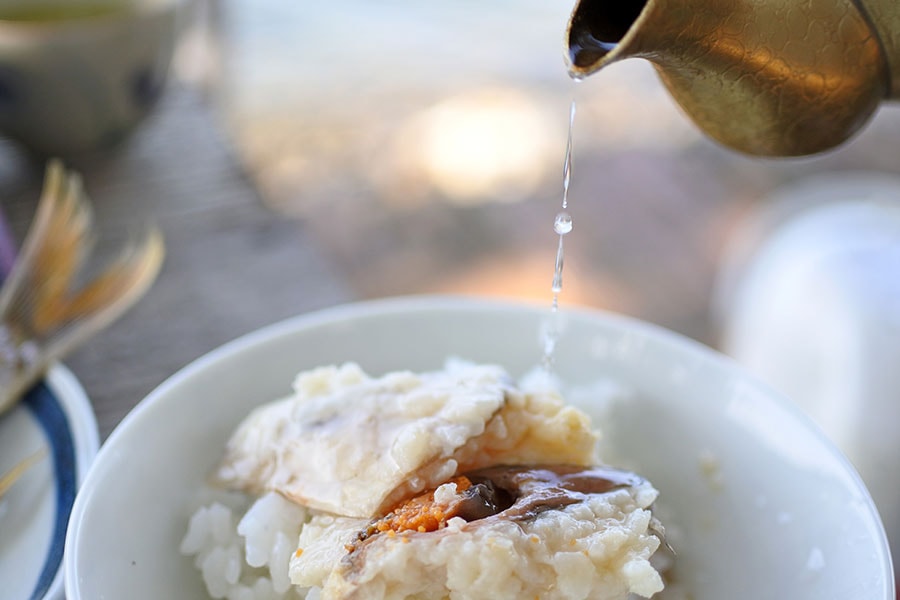 翌朝にお茶漬けにしていただいた鮒ずし。