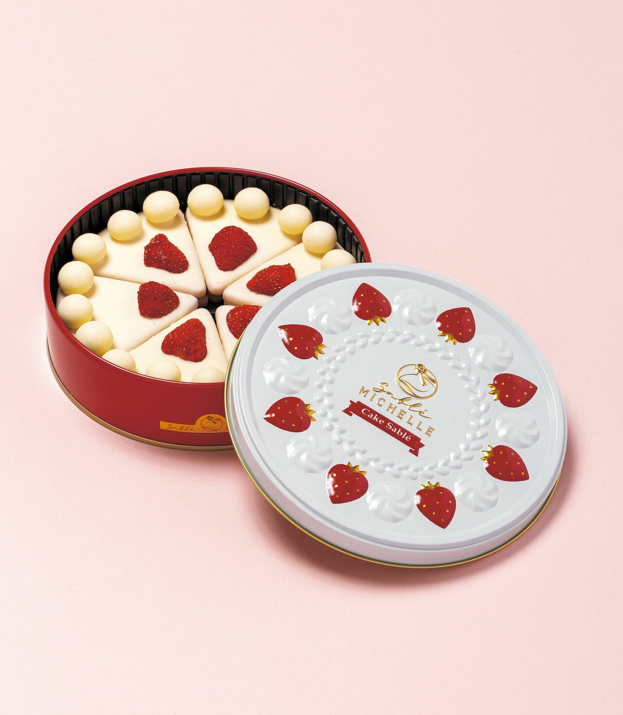 Sablé MICHELLE（サブレミシェル）ケーキサブレ缶　ホワイト 3,240円/通信販売不可