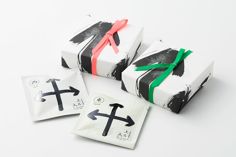 宇治田原製茶場「京玄米茶 上ル入ル 東、西」各4g×3袋入り 600円／京都府