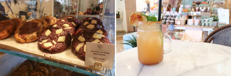 店内では、パッケージされたチョコレート以外に、クッキーやフレッシュジュースなども販売している。