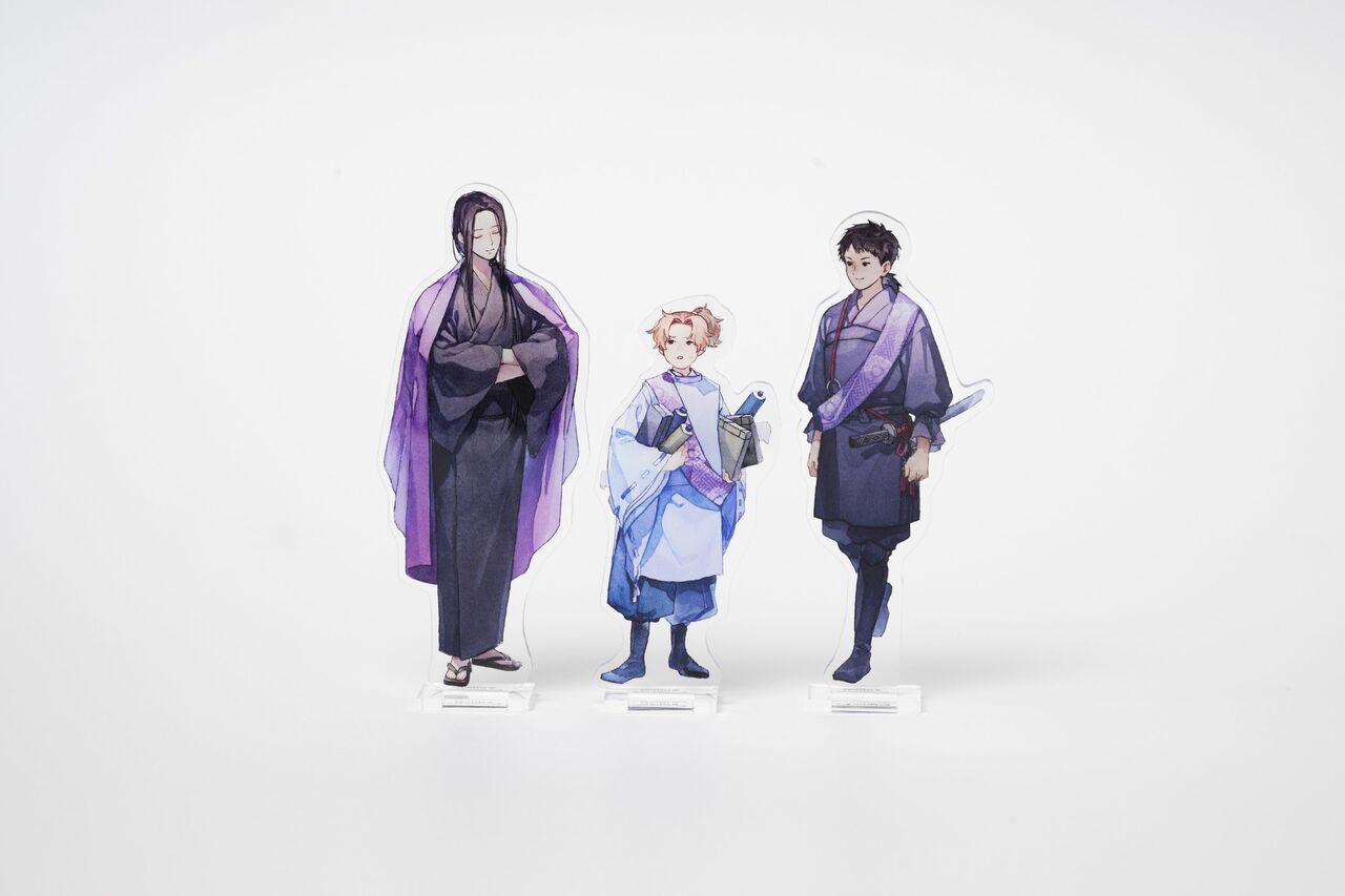 『主』時点での若宮（奈月彦）、雪哉、澄尾を描いたアクリルスタンド