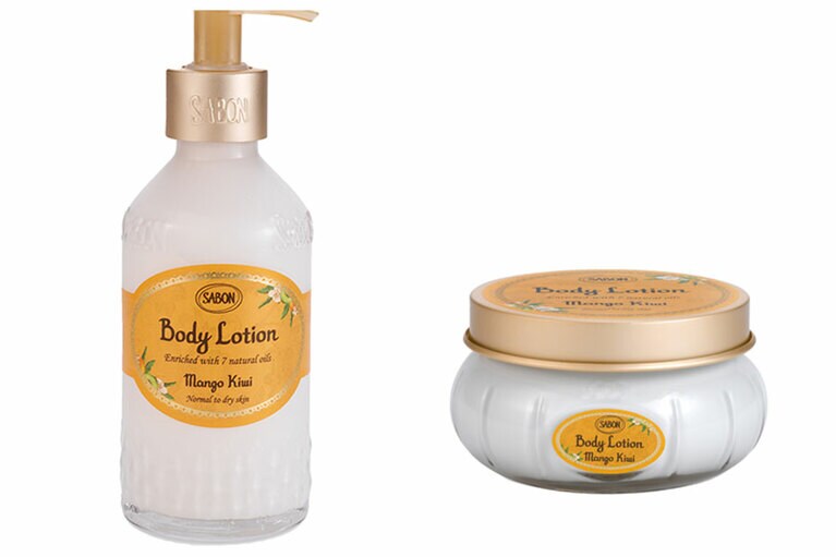 ボディローション マンゴー・キウイ ボトル、ジャーともに200ml 3,500円。