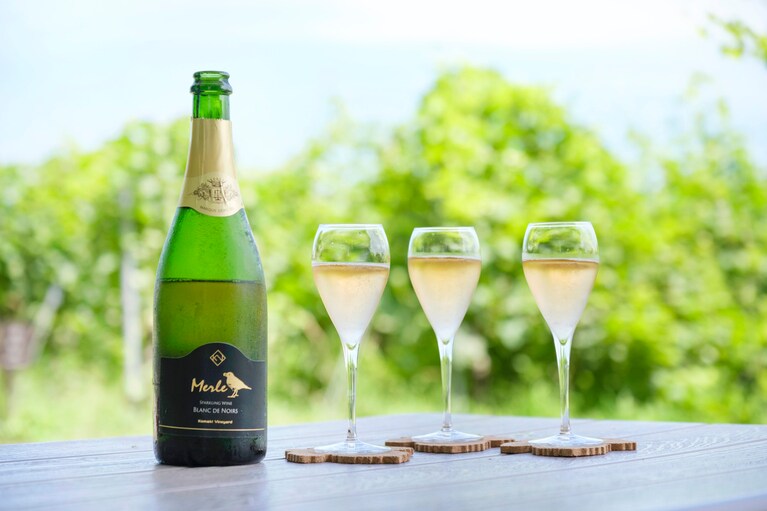 葡萄畑をわたる風に吹かれながら飲むスパークリングは最高！