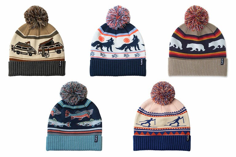 ニットキャップ「ハーシェル」(Dream Van、Howling Wolf、Snow Bear、Go Fish、Apres Ski／フリーサイズ／素材：アクリル100％)4,950円。