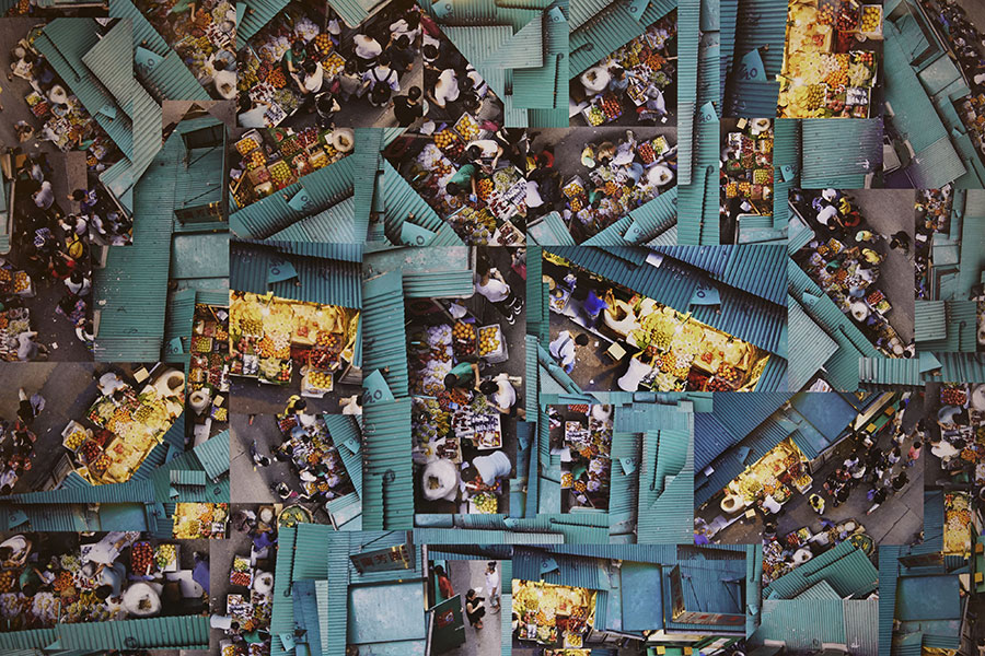 香港出身アーティストWing Chanによるフォトモンタージュ「Urban Tapestry 016」。