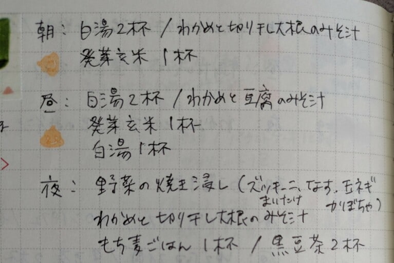 食べたものはメモに残す。