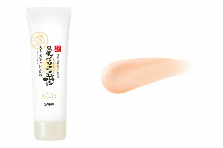 1本でスキンケアとUVカット、軽いメイクアップまで叶う乳液。なめらか本舗エイジングケアラインに共通して配合されている、滋賀県産大豆、たまほまれを使った豆乳発酵液と、ピュアレチノール、3種のセラミドなどの美容成分を配合。紫外線吸収剤不使用のノンケミカル処方も嬉しい。サナ　 なめらか本舗　リンクルUV乳液 50g 1,100円／常盤薬品工業