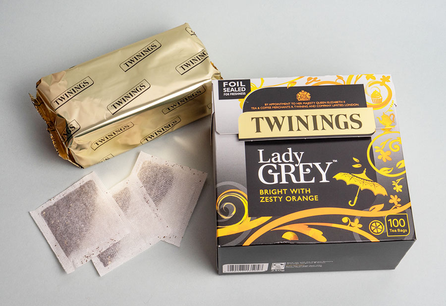 【Lady GREY TWININGS】ミルクティーにしても負けないリッチなテイストに、オレンジとレモンの香りがさわやか。トワイニングの「レディ・グレー」 100袋入り 5ポンド。