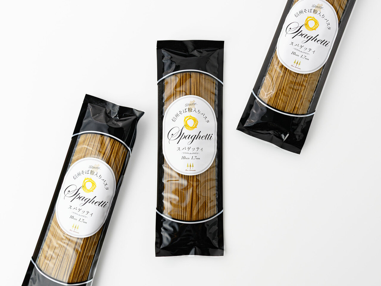信州そば粉入りパスタ　スパゲッティ 各200g 610円／日穀製粉