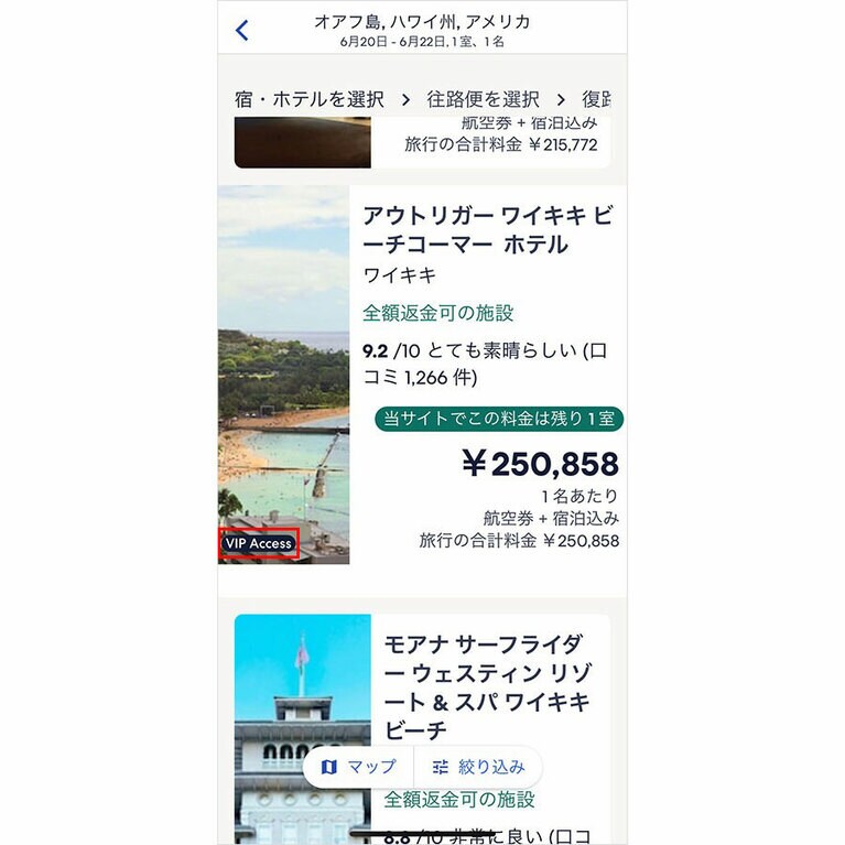 「VIP Access」のホテルはサービスが良好。