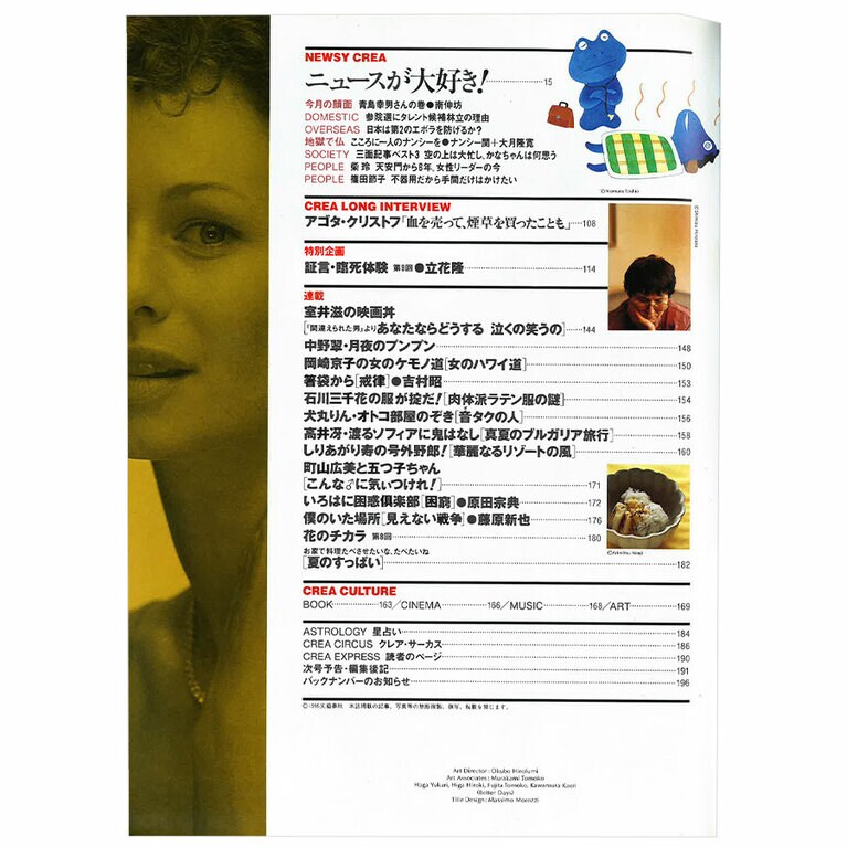 1995年8月号目次。