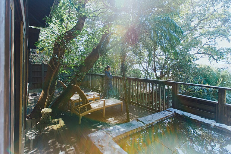 木々越しに東シナ海が見渡せる。