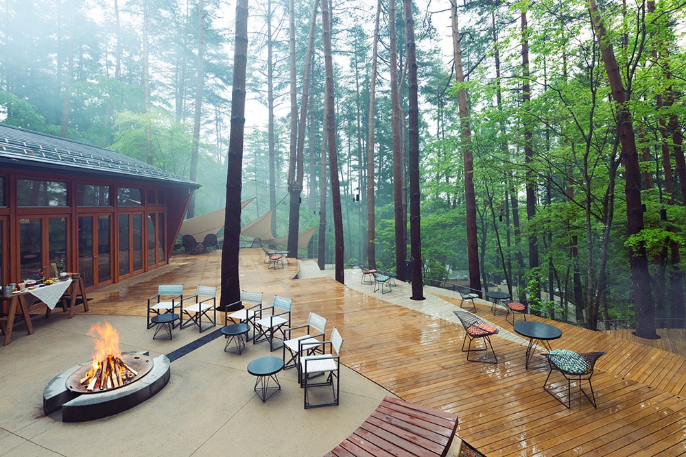 【星のや富士】梅雨の森を楽しむ新しいグランピング体験ができる、“雨グランピング”は2019年6月1日(土)～7月15日(月・祝)の期間限定開催。宿泊ゲストなら、誰でも無料で参加できる。