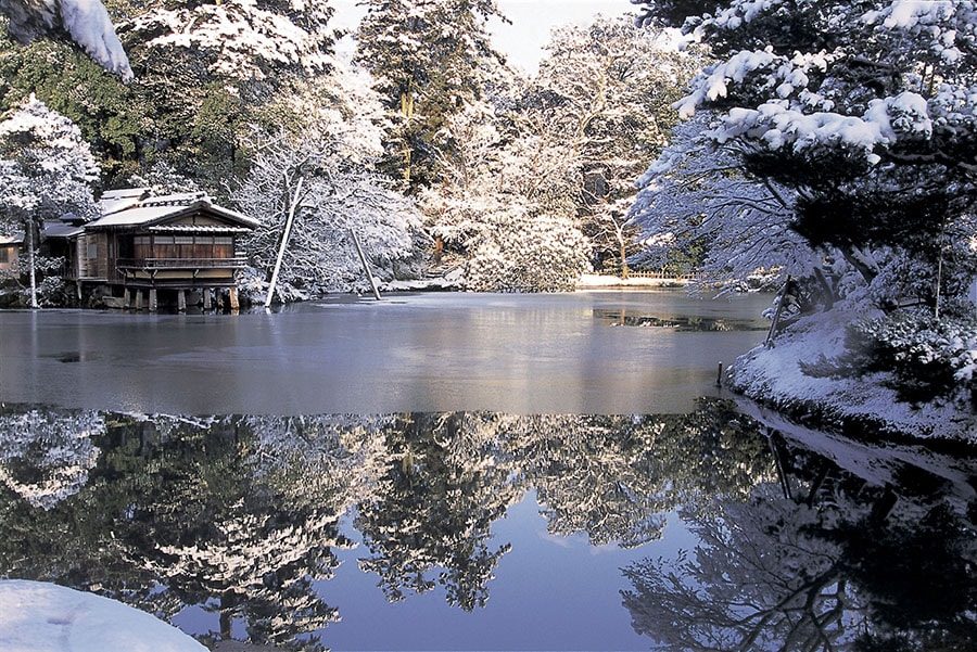 冬の澄んだ空気のなか、凛とした光景が広がる園内。