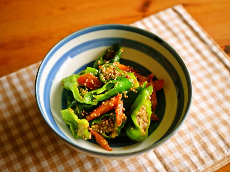 甘長とうがらしの味噌炒め。