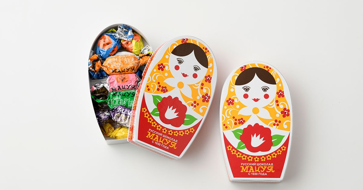 菓子型 昭和レトロ 手彫り 新潟県】レトロかわいいお菓子 ロシア民芸品マトリョーシカBOX | 47都