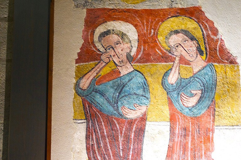 美術館にあるフレスコ画のこの一部は、「スーザンの叫び声」と呼ばれている。表現力といい彩色の美しさといい、何百年もの時を経ているとは思えない美しさだ。