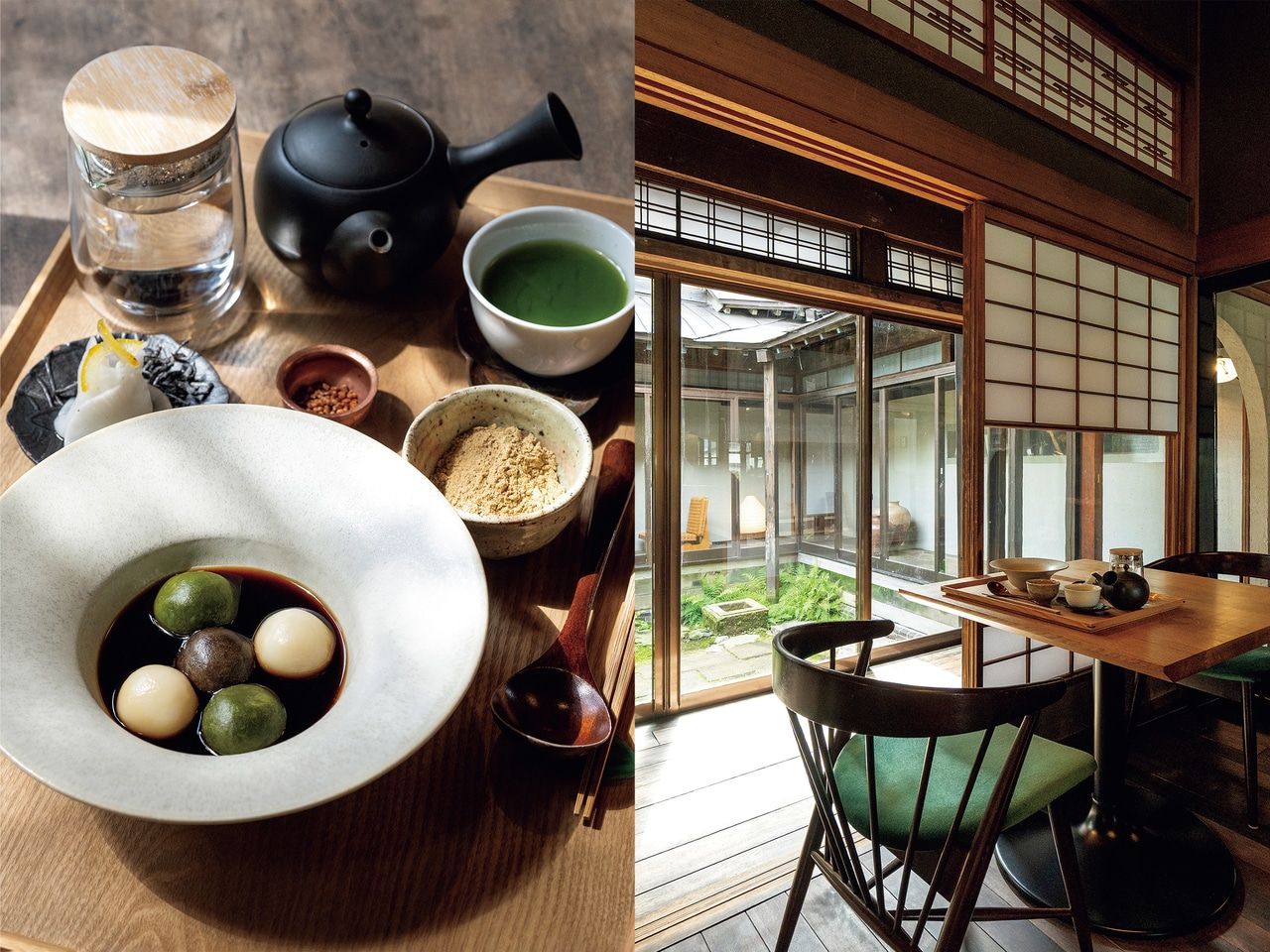 群青 翠 -sui- “ともえ白玉、お茶セット” 1,650円。