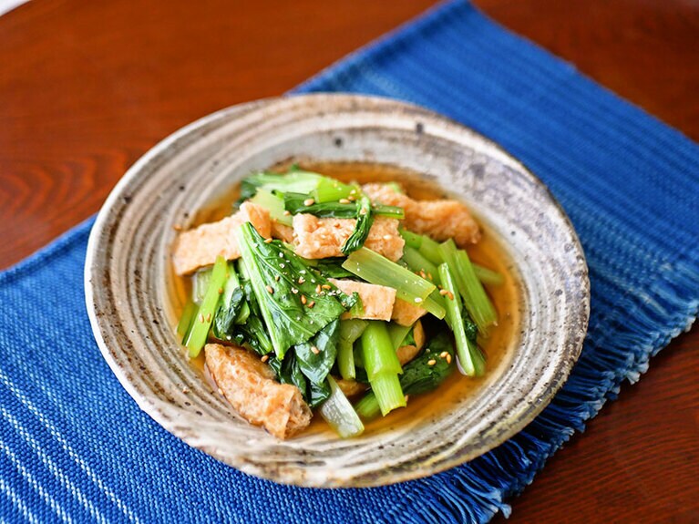 「小松菜と油揚げの煮びたし」完成！