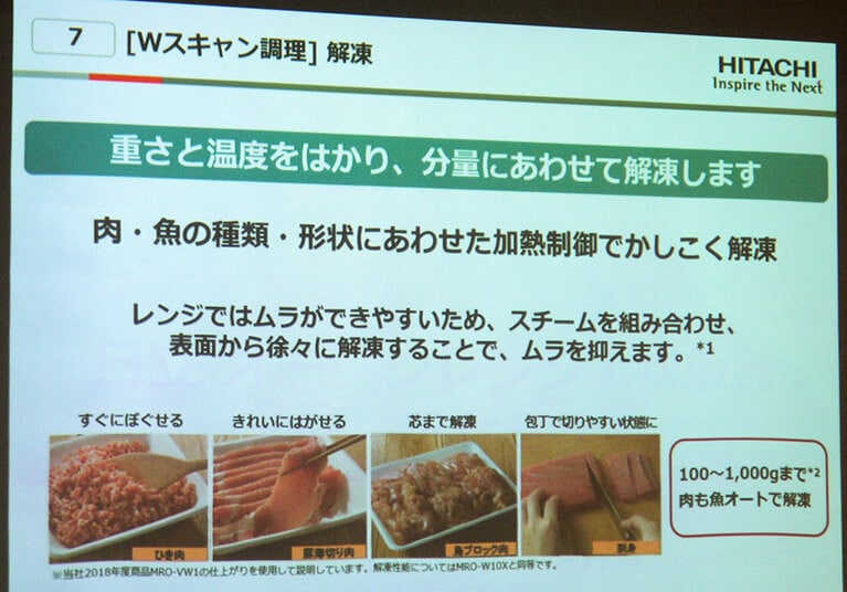 このレンジは分量に合わせて賢く温めてくれるため、ムラを抑えて解凍できます。