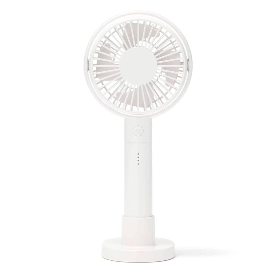 角度が変えられる充電式ハンディファン　全3色　1,990円。